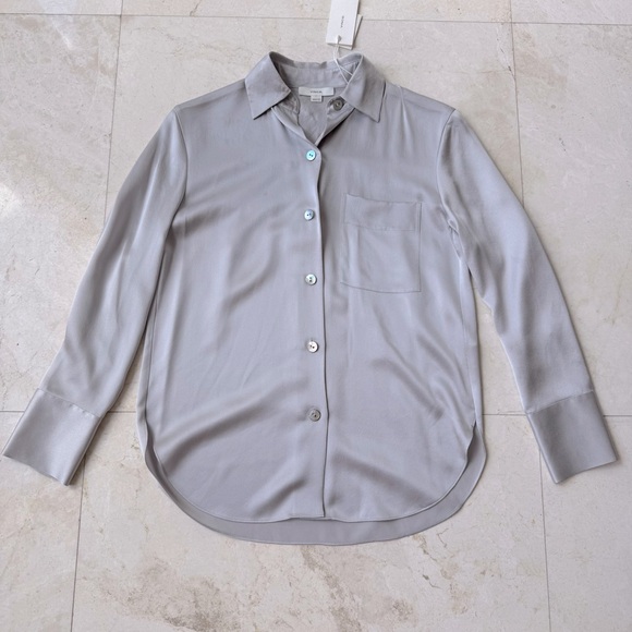Vince Silk button up shirt gray size XXS - Picture 9 of 16